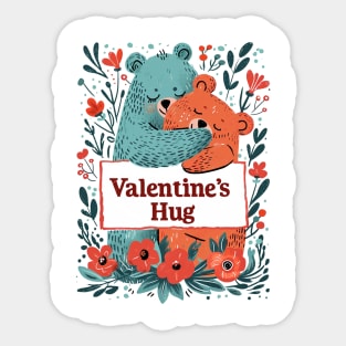 Valentine's Hug: Green Orange Classic Bear Love Sticker